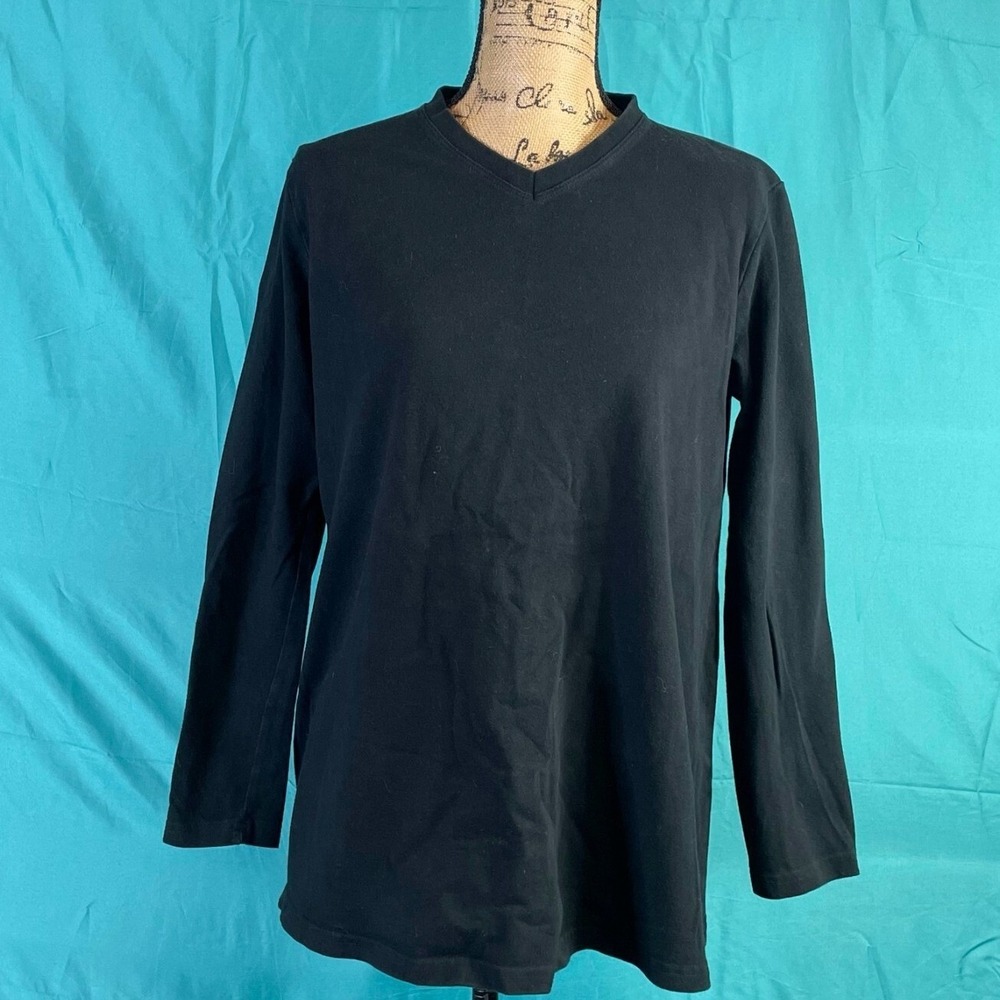 Belly‎ Basics Womens Maternity Long Sleeve V-Neck Top Black Cotton Lycra Medium